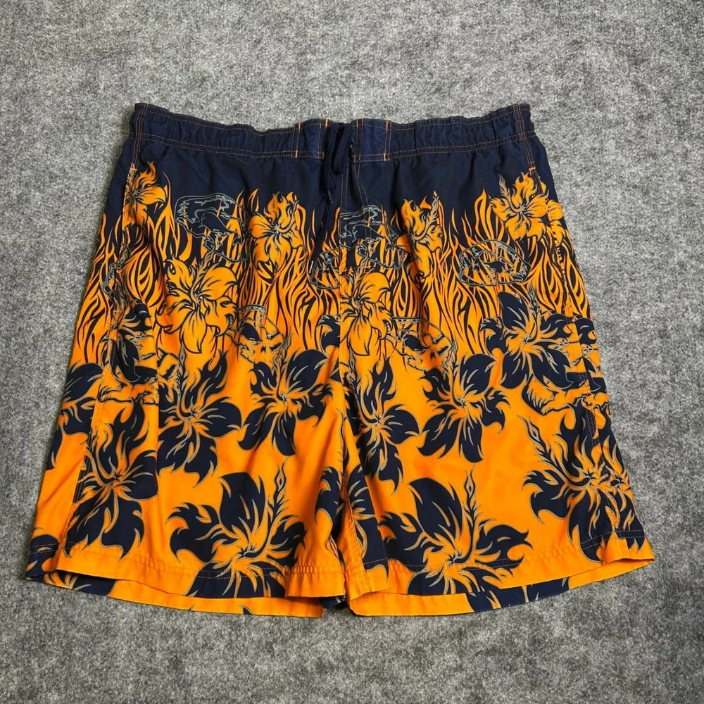 No Boundaries Y2K Orange Floral Flame Board Shorts Baggy Skater Mens Size Large